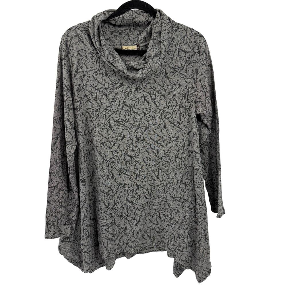 Chalet et ceci Medium Gray Cowl neck Burnout Tunic Long Sleeve Asymmetrical hem - Picture 5 of 9